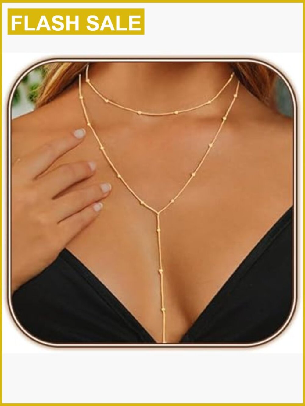 Lariat Y-Shaped Layered Beaded Drop Necklace 25.5 Inches